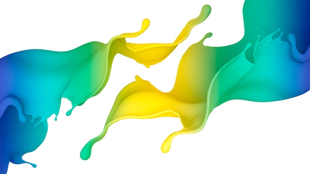 Beautiful multi-color splash of liquid or paint. 3D illustration, 3D visualization.