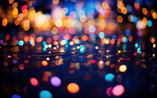 Beautiful multicolor lights forming a bokeh rain