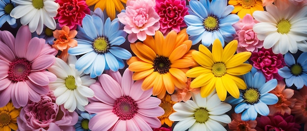 Beautiful Multicolored Flowers in Saturated Colors