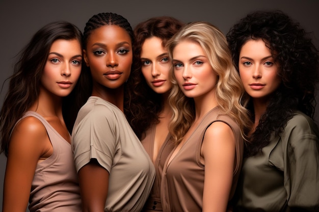 beautiful multiethnic female models in studio