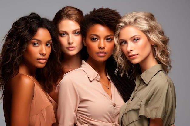 beautiful multiethnic female models in studio