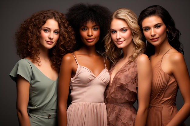 beautiful multiethnic female models in studio