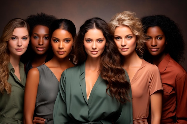 beautiful multiethnic female models in studio