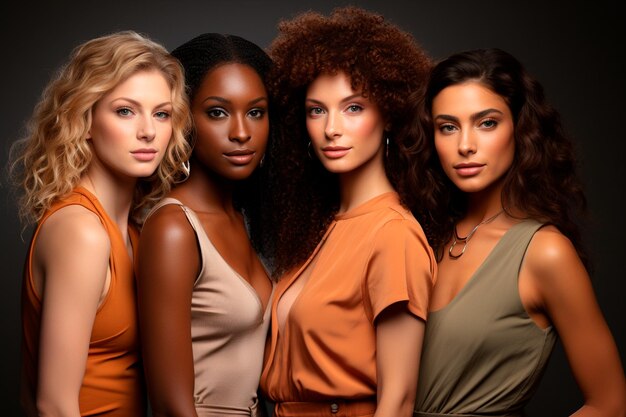 beautiful multiethnic female models in studio