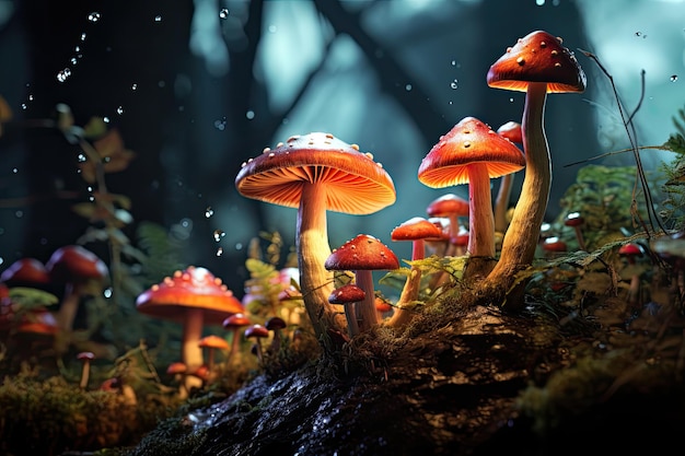 아름다운 버섯 숲 사실적인 생성 인공 지능
