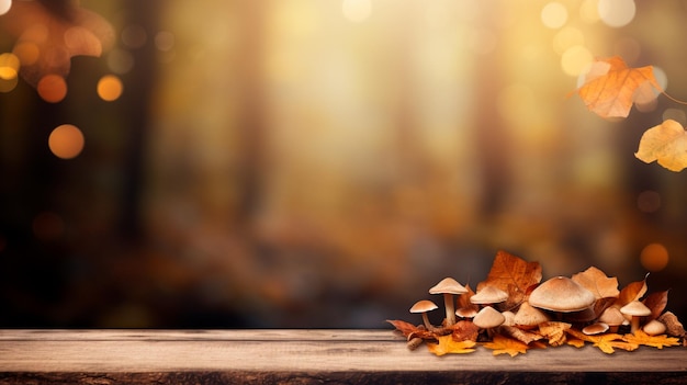 beautiful mushrooms on a wooden table