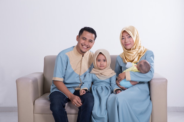 Beautiful muslim family with kids together