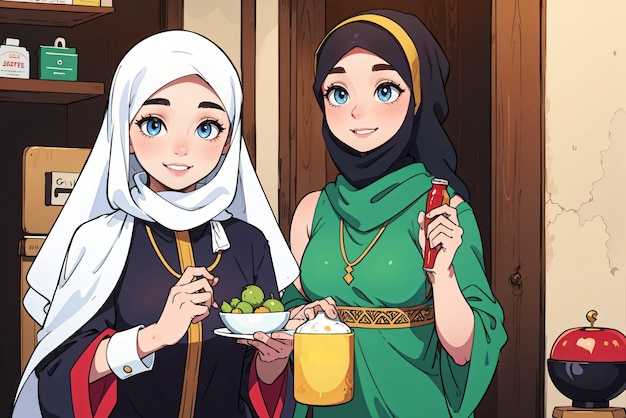 Beautiful muslim lady smile while holding something
