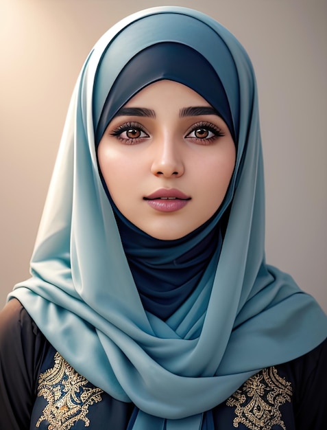 Beautiful Muslim woman photo Portrait of a charming flirty brunette woman posing in the studio