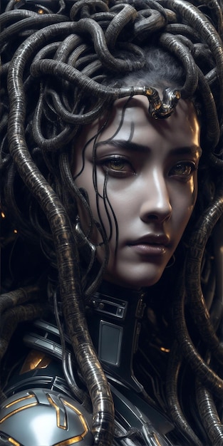 Beautiful mythological Medusa with snakes on her head