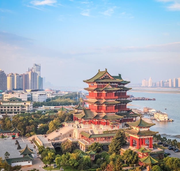 Beautiful nanchang tengwang pavilion in early morning one of chinese famous ancient building