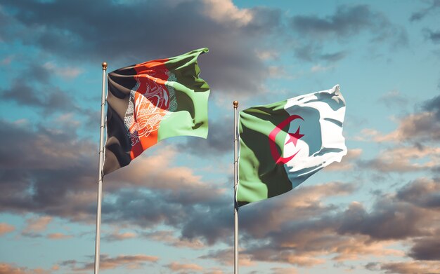 Beautiful national flags against the sky