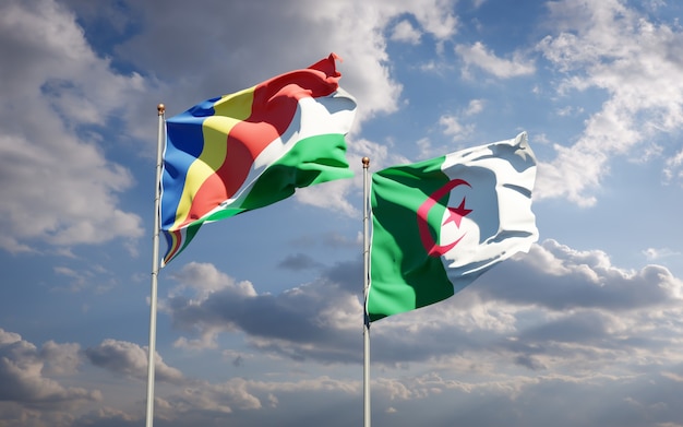 Beautiful national flags against the sky