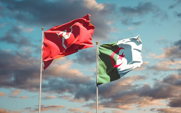 Photo beautiful national flags against the sky