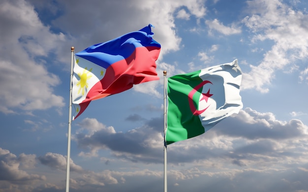 Beautiful national flags against the sky