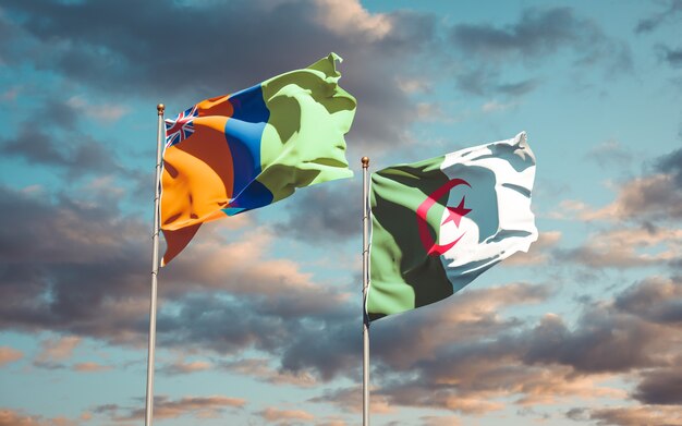 Beautiful national flags against the sky