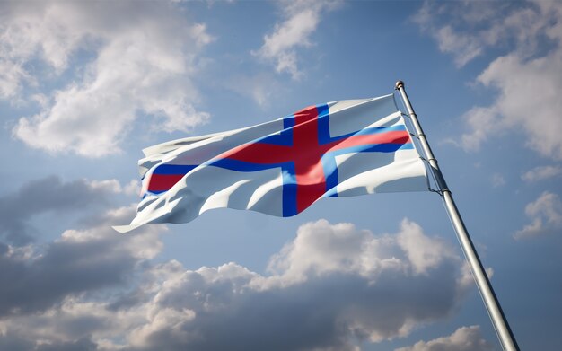 Beautiful national state flag of Faroe Islands fluttering