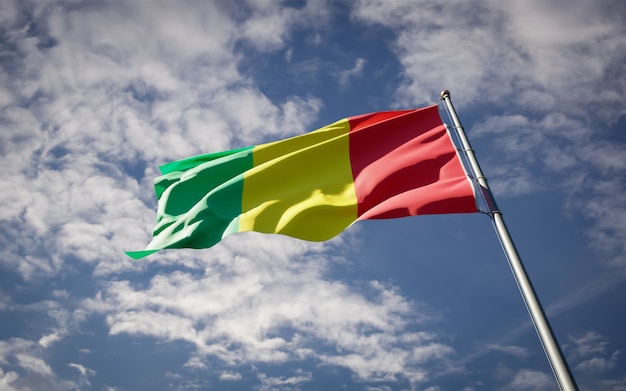 Beautiful national state flag of Guinea fluttering