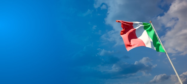 Beautiful national state flag of Italy with blank space on wide background