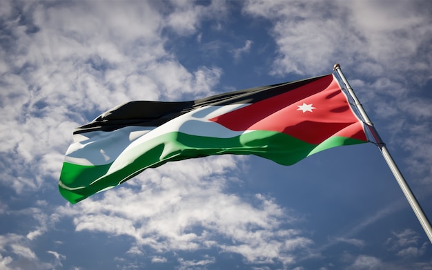 Beautiful national state flag of Jordan fluttering