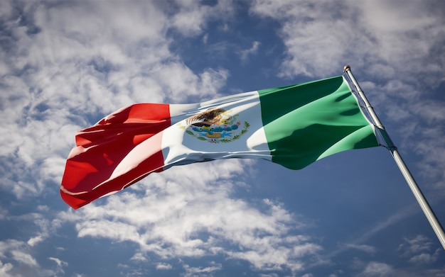 Beautiful national state flag of Mexico fluttering