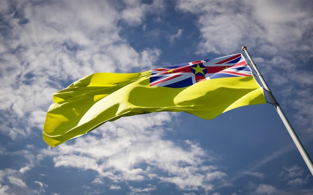 Photo beautiful national state flag of niue fluttering