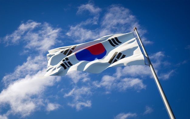 Beautiful national state flag of South Korea fluttering