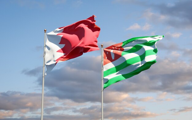 Beautiful national state flags of Abkhazia and Bahrain together