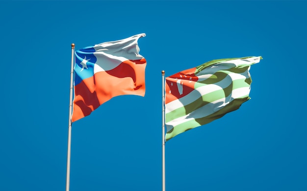 Beautiful national state flags of Abkhazia and Chile together