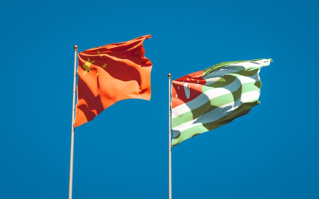 Beautiful national state flags of Abkhazia and China together