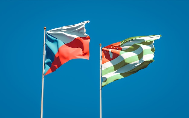 Beautiful national state flags of abkhazia and czech together