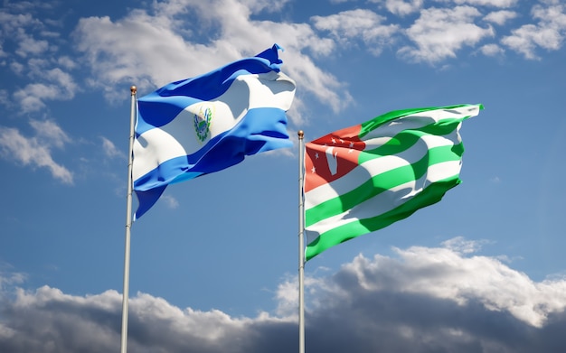 Beautiful national state flags of Abkhazia and El Salvador together