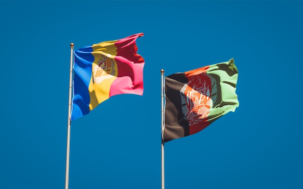 Beautiful national state flags of Afghanistan and Andorra