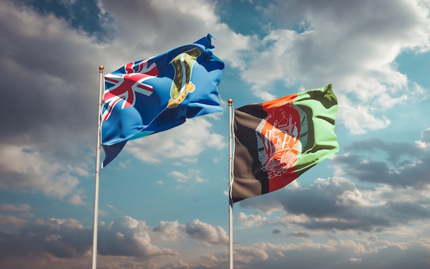 Beautiful national state flags of Afghanistan and British Virgin Islands