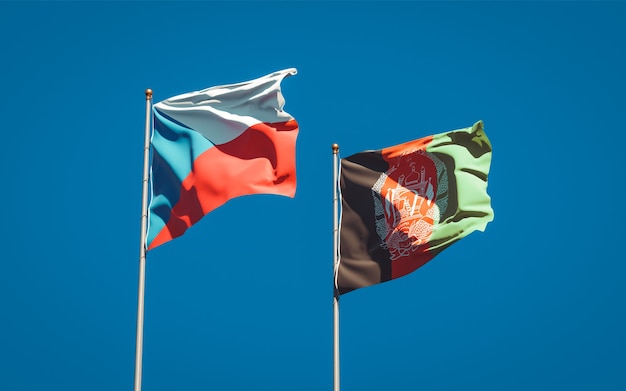 Beautiful national state flags of Afghanistan and Czech Republic