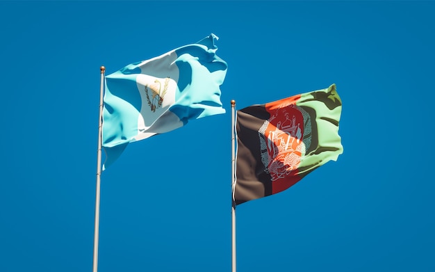 Beautiful national state flags of Afghanistan and Guatemala