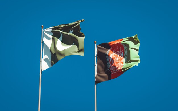 Beautiful national state flags of Afghanistan and Pakistan