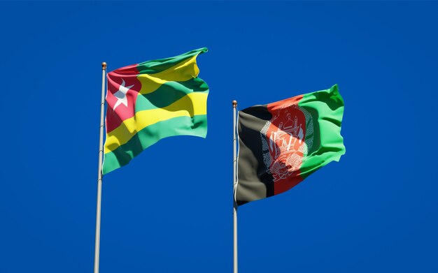 Beautiful national state flags of Afghanistan and Togo