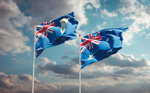 Beautiful national state flags of Australia and Anguilla together