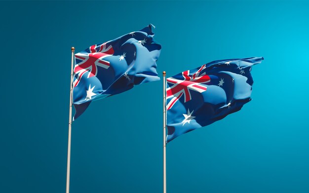 Beautiful national state flags of Australia and Australia together