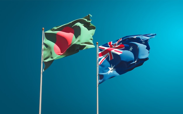 Beautiful national state flags of Australia and Bangladesh together