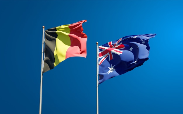 Beautiful national state flags of Australia and Belgium together