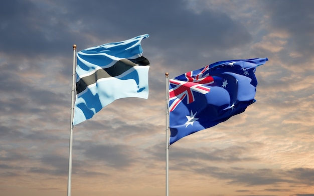 Beautiful national state flags of Australia and Botswana together