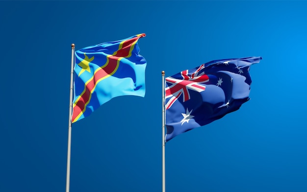 Photo beautiful national state flags of australia and congo together