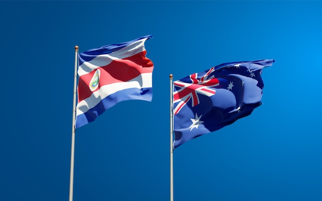 Beautiful national state flags of Australia and Costa Rica together