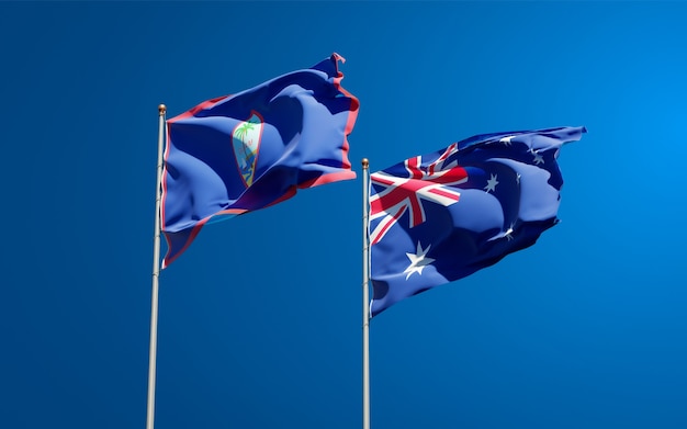 Beautiful national state flags of Australia and Guam together