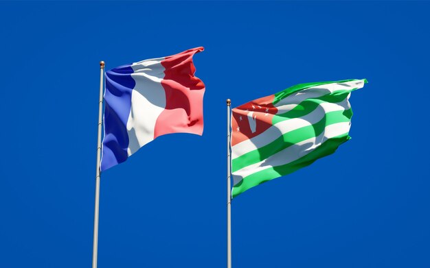 Beautiful national state flags of France and Abkhazia together