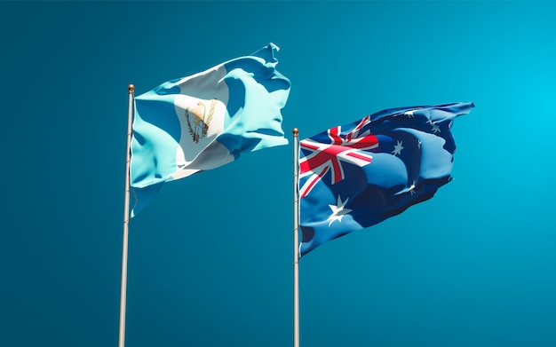 Beautiful national state flags of Guatemala and Australia together