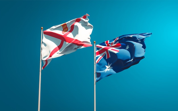 Beautiful national state flags of Jersey and Australia together