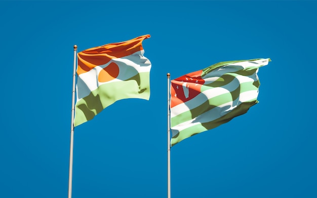 Beautiful national state flags of Niger and Abkhazia together